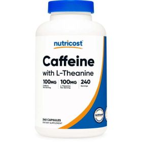 Nutricost Caffeine with L-Theanine Supplement, 100mg of Each, 240 Capsules