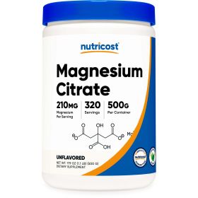 Nutricost Magnesium Citrate Powder (500 Grams) Unflavored - Gluten Free Supplement