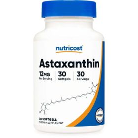 Nutricost Astaxanthin 12mg, 30 Softgels - Non-GMO & Gluten Free Supplement